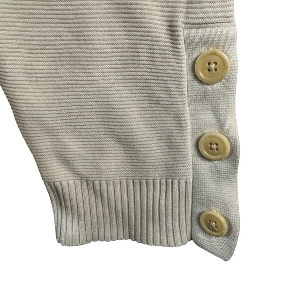 J.Crew Women's S Cream‎ Cotton Blend Sweater Button Sleeve Minimalist Coastal - Picture 5 of 7